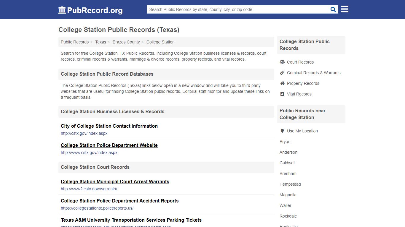 Free College Station Public Records (Texas Public Records)
